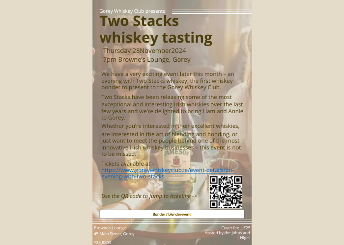 Two Stacks Wishkey Tasting Gorey Whiskey Club